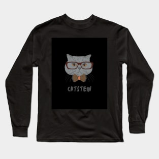 Catstein Cat Design Black Long Sleeve T-Shirt